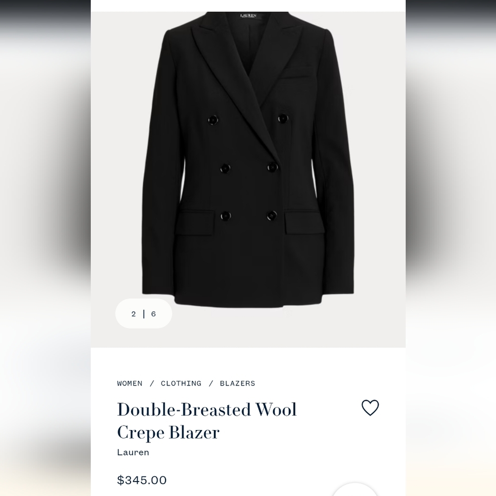 Lauren Ralph Lauren Double-Breasted Black Blazer